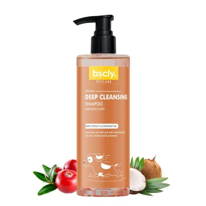 Bscly Deep Cleansing with Berry Extract & Coconut Oil | Dog Shampoo for Pomeranian, Shih tzu Puppy, German Shepherd, Labrador & Golden Retriever, Dogs Shampoo - 200ml