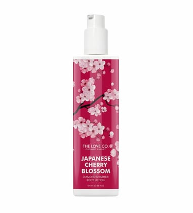 THE LOVE CO. Japanese Cherry Blossom Body Shimmer Lotion - Radiant Glow & Shine for Women, Illuminating & Hydrating, Wedding Radiance Body Glow Shimmer, Perfect for Pre-Makeup & Skin Highlighting - 100ml
