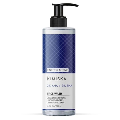 KIMISKA 2% AHA + 3% BHA Face Wash - Face Cleanser - Deep Cleans & Prevents Acne - Face Wash for Skin Brightening - 200Ml