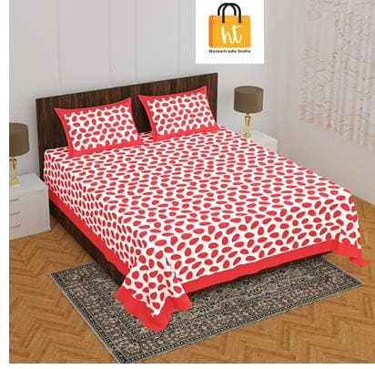 The Bedsheet Adda Standard Queen Size(90*100 Inches) Pure Cotton Jaipuri Printed Economic Double Bedsheet with Two Pillow Covers- ARTICLE-1813