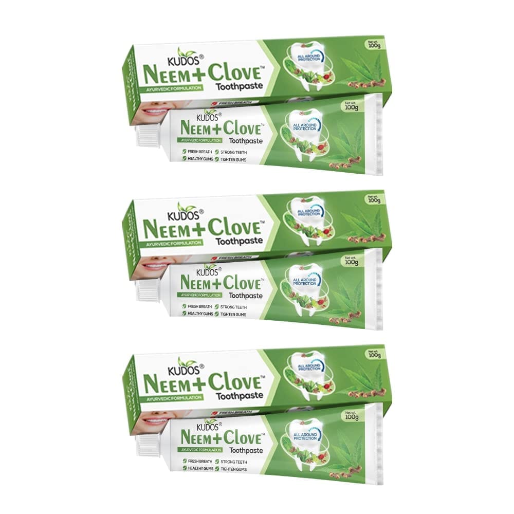 KUDOS AYURVEDA Neem Clove Toothpaste. Prevents cavities,Bad Breath,tooth decay.Help Fights germ,Anti Bacterial GumProtection Daily Use Toothpaste
