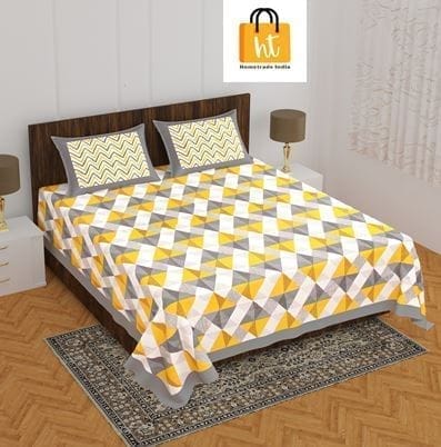 The Bedsheet Adda Standard Queen Size(90*100 Inches) Pure Cotton Jaipuri Printed Economic Double Bedsheet with Two Pillow Covers- ARTICLE-DB-168