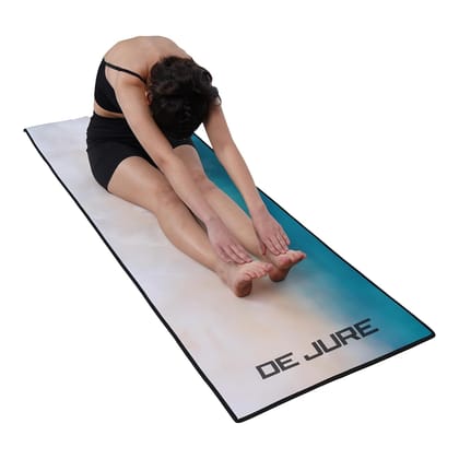 De Jure Fitness Dual Purpose (One Side Meditation Other Side Anti-Skid) Yoga Mat with Carrying Strap, Long & Wide, Anti-Slip Extra thick, Yoga Mats for Workout, Fitness, Yoga, Gym, Home & Pilates, Fabric Laminated EVA, 5 MM