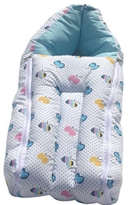 Amardeep Blue Color Baby Quilt / Sleeping Bag Cum Baby Carry Bag 64*41 cm