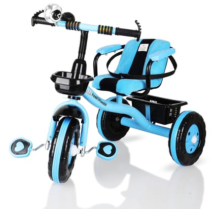 Amardeep Baby Tricycle Brendon Blue with Cushion Seat 2-5 Years with Large Basket, Arm Rest and Safety Belt