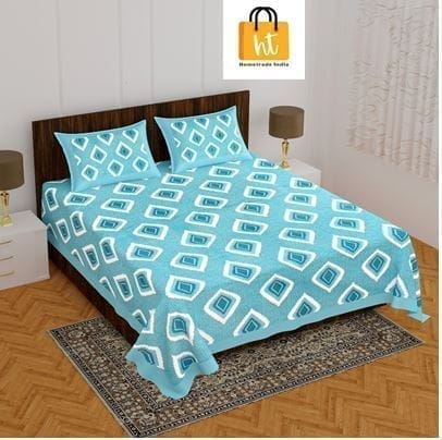 The Bedsheet Adda Standard Queen Size(90*100 Inches) Pure Cotton Jaipuri Printed Economic Double Bedsheet with Two Pillow Covers- ARTICLE-1170