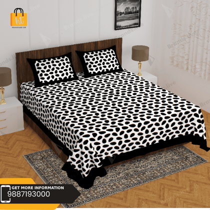 The Bedsheet Adda Standard Queen Size(90*100 Inches) Pure Cotton Jaipuri Printed Economic Double Bedsheet with Two Pillow Covers- ARTICLE-1773