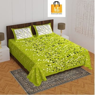 The Bedsheet Adda Standard Queen Size(90*100 Inches) Pure Cotton Jaipuri Printed Economic Double Bedsheet with Two Pillow Covers- ARTICLE-1772