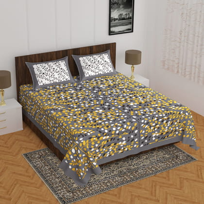 The Bedsheet Adda Standard Queen Size(90*100 Inches) Pure Cotton Jaipuri Printed Economic Double Bedsheet with Two Pillow Covers- ARTICLE-1792