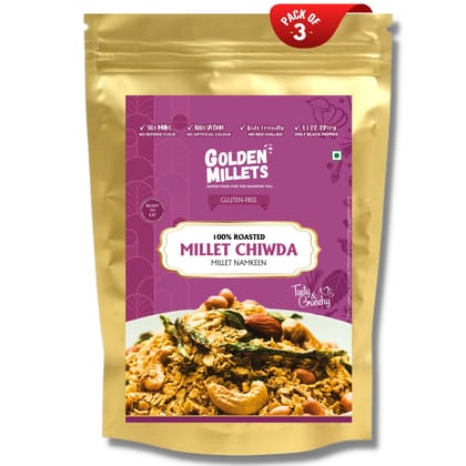 Golden millets Roasted millet chiwda namkeen (250gm,pack of 3)