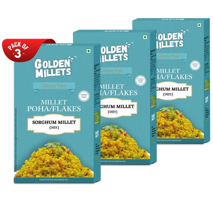 Golden millets Jowar Flakes | Gluten Free | Dietary Fiber & Protein Rich Breakfast | Unflavored  | (250g ,Pack of 3)