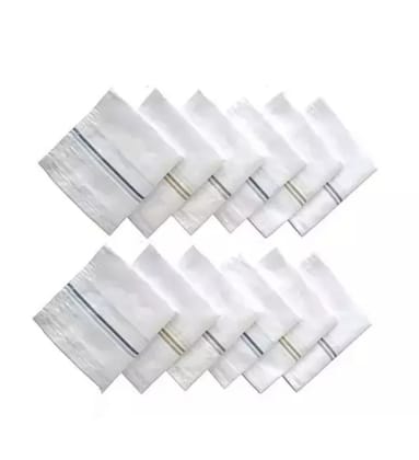 Premium Handkerchiefs Hanky For Men , Pack of 12 , 22 Inch , White Color