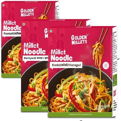 GOLDEN MILLETS Noodles No Preservative | Millet Noodles For Diet |  Millets Noodles For Kids | Barnyard Millet Noodles | Kodo Millet Noodles | Foxtail Millet Noodles | Millets Noodles For Kids | 0% Maida | Healthy Noodles Millets |  (150g x 3)