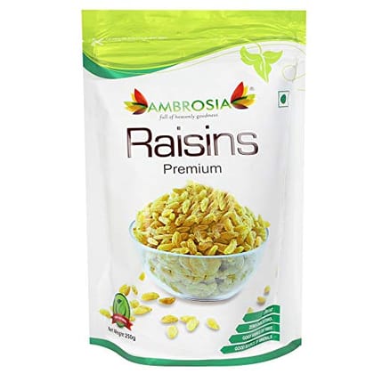 Ambrosia Premium Indian Green Raisins 250g | Kishmish - Extra Long