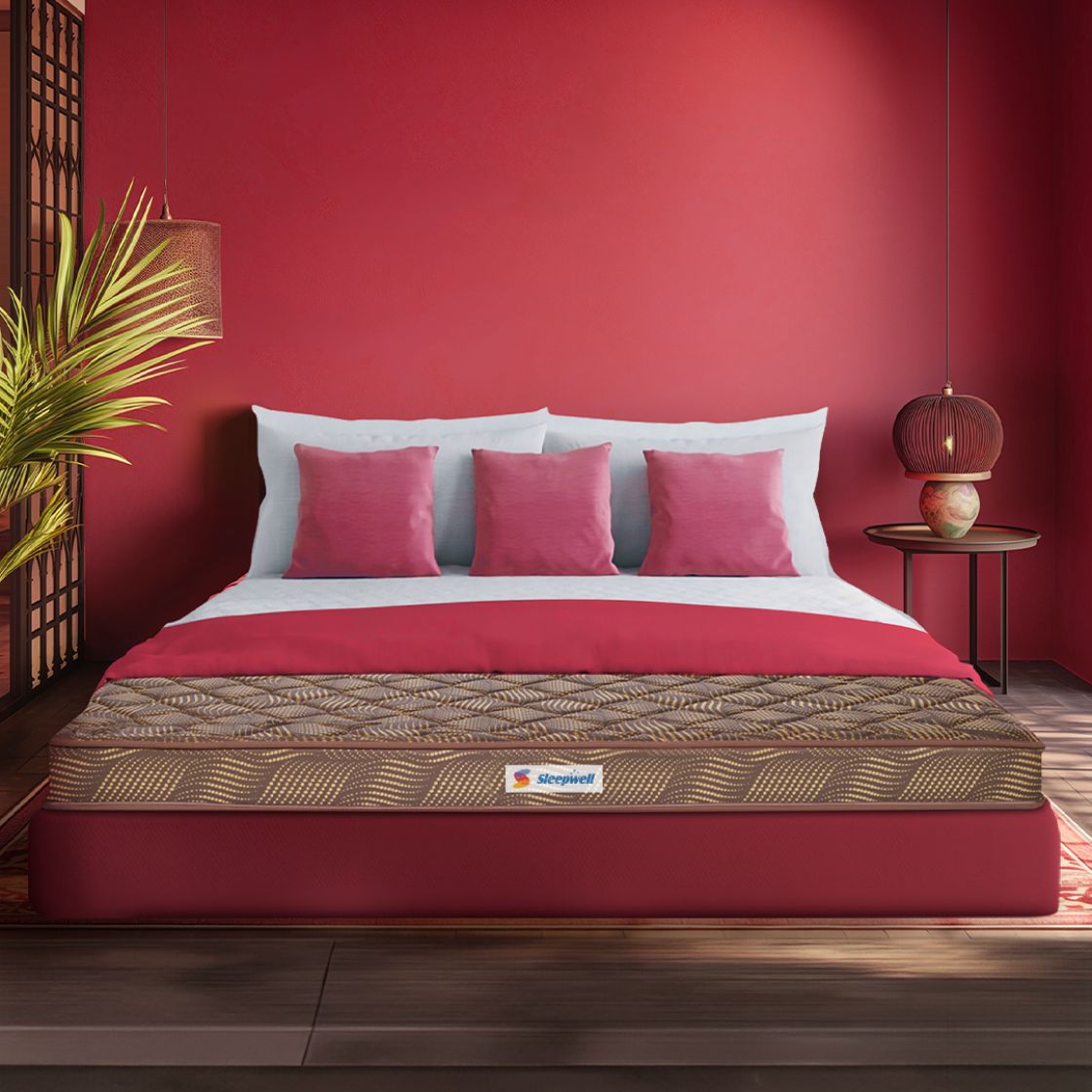 Sleepwell  Champ-Superior PU Foam | 5-inch Single Bed Size | Medium Firm | Anti Sag Tech Mattress (Brown, 84x72x5)