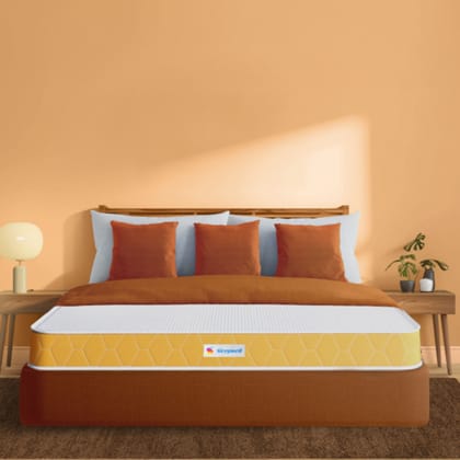 Sleepwell Dual Mattress | Reversible | High Density (HD) Foam | 6-inch Queen Bed Size,?Medium Soft & Hard (Orange,84x60X6)