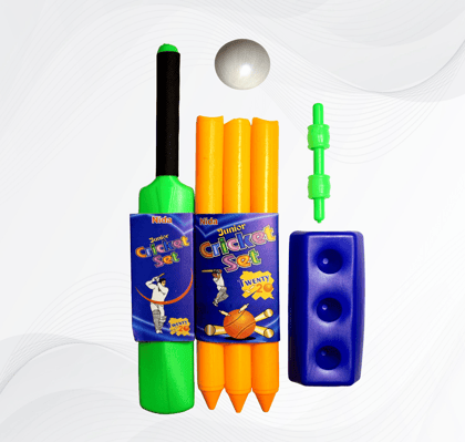 Complete NIDA Junior Cricket Set - Lightweight Plastic Gear for Kids 2-4 Years, Multicolor