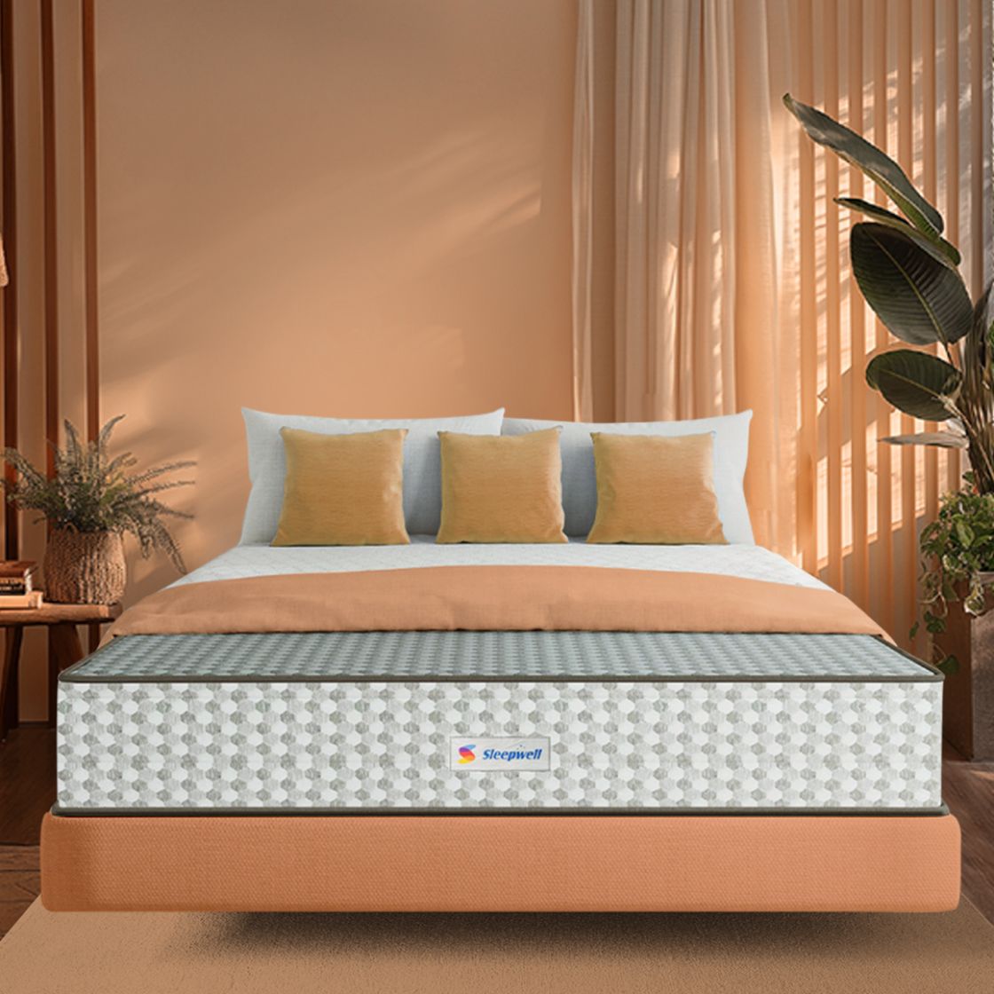 Sleepwell Dual PRO Profiled Foam Reversible 8-inch Queen Bed Size, Gentle and Firm, Triple Layered Anti Sag Foam Mattress (Grey, 84x60x8)