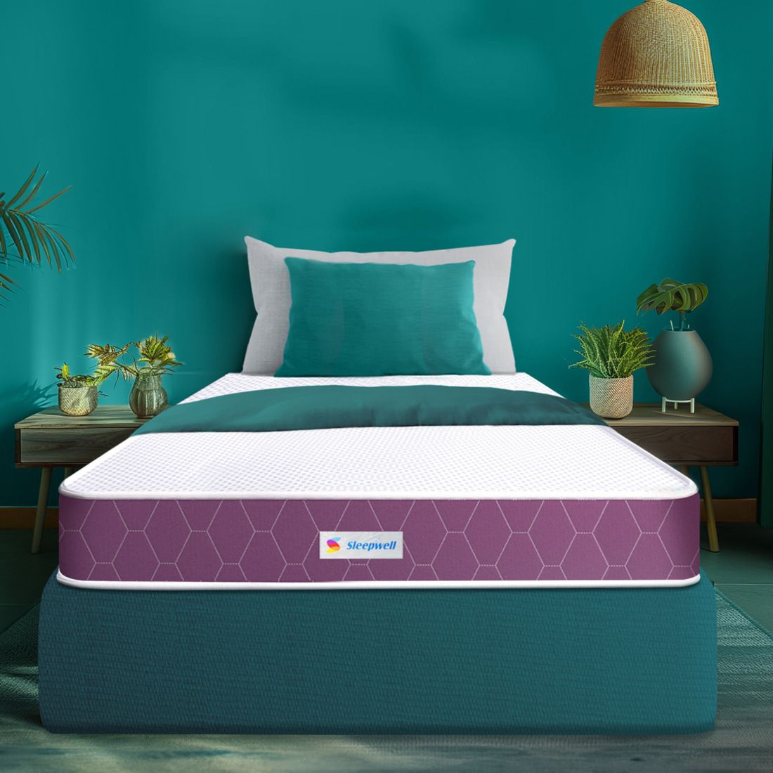 Sleepwell Ortho Mattress | Quilted | 8-inch Single Bed Size, Impressions Memory Foam, Medium Firm Mattress(Purple, 75x36X8)