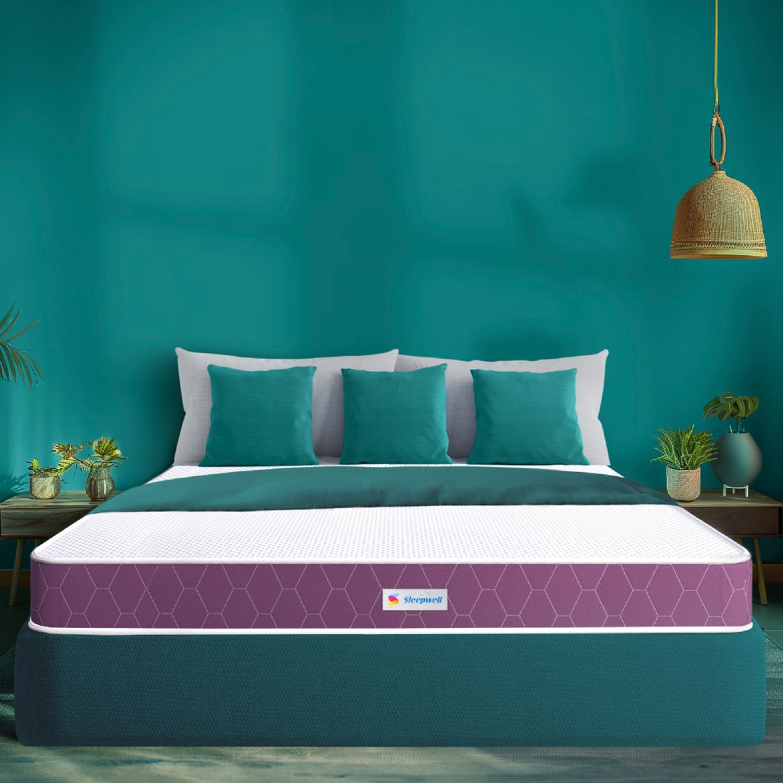 Sleepwell Ortho Mattress | Quilted | 6-inch King Bed Size, Impressions Memory Foam, Medium Firm Mattress(Purple, 84x70X6)