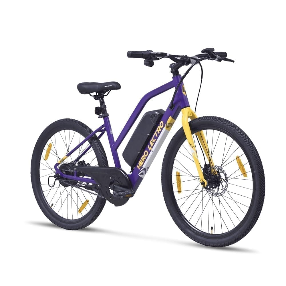 Hero Lectro H4 26T Single Speed Electric Cycle for Men | 250W Motor | 36V/2A (Li-ion) 7.8Ah Battery | Speed Upto 25 Kmph | Range Upto 40 KM/Charge - 98% Assembled cycle