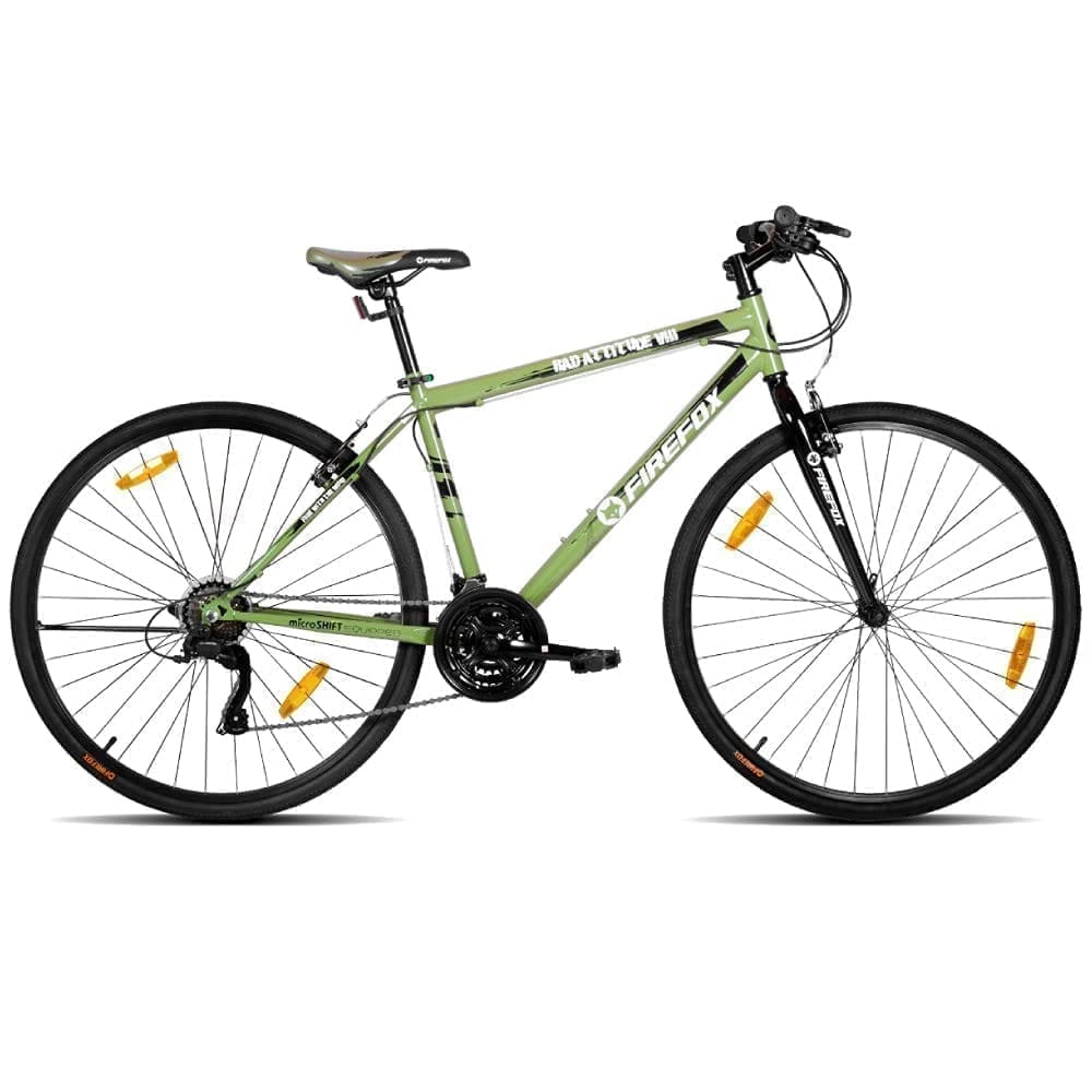 Firefox Bikes Unisex Bad Attitude 8-700C, 21 Speed City Bike I Frame Size: 19.5 inch Bicycle | Green, Black |  98% Assembled Cycle