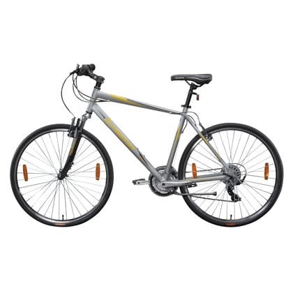 FIREFOX Road Runner Pro V 700C T Hybrid Cycle/City Bike (21 Gear, Silver) | Ideal for Mens | 98% Assembled Cycle