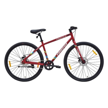 FIREFOX PRONTO -D 700C T Hybrid Cycle/City Bike (Single Speed, Red) | Ideal for Mens | 98% Assembled Cycle
