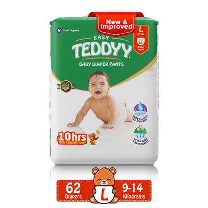 TEDDYY Baby Pant Diapers - L (62 Pieces)