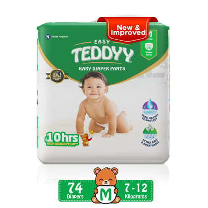 TEDDYY Baby Pant Diapers - M (74 Pieces)