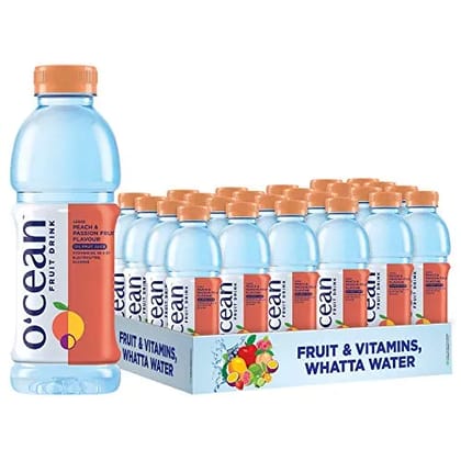 O'cean Fruit Drink Peach Passion flavor enriched Water with vitamins, electrolyte & glucose| 500ml | Pack of 24