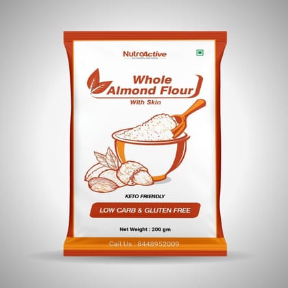NutroActive Whole Almond Flour Keto Friendly Badam Powder-200g