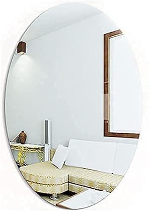 NILKANT ENTERPRISEOval Shape Adhesive Mirror Sticker for Wall on Tiles Bathroom Bedroom Living Home House (40X60)