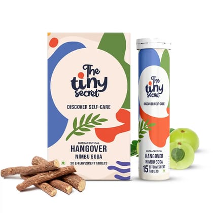 The Tiny Secret Hangover Nimbu Soda Flavoured Fizz | 30 Fizz Tablets | 100% Organic | Goodness of Liquorice & Amla | Zero Sugar, Low Fat & Low Calorie | 6 super foods and 6 Vitamins & Minerals | 